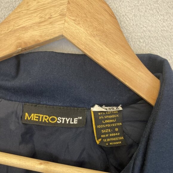 Vintage Nautical Blazer Jacket Womens 8 Casual Metrostyle Anchor Buttons Coastal - Picture 6 of 16